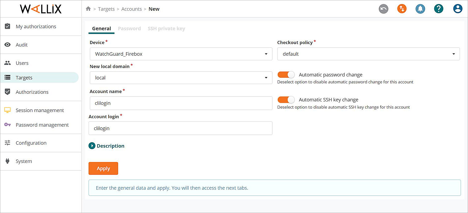 Screen shot of the General tab
